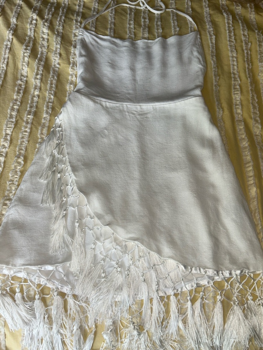 NWT Forever 21 White Boho Fringe Halter Mini Dress